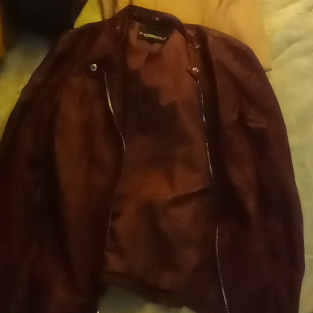 Express burgundy leather jacket -worn